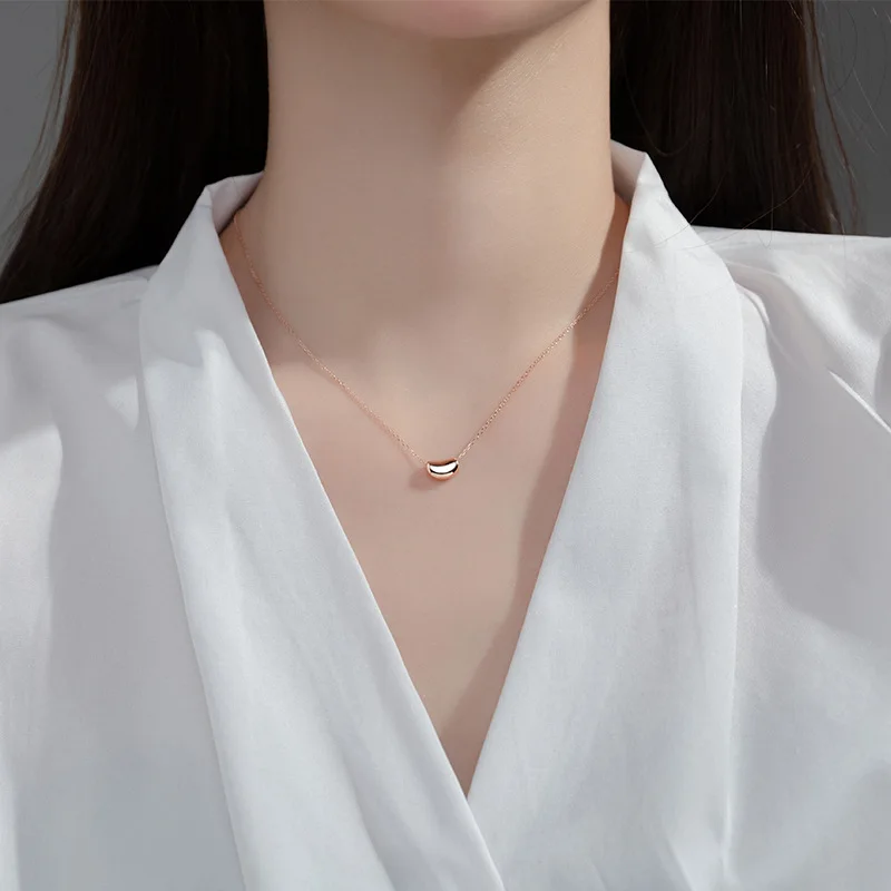 La Monada Women\'s Necklace 925 Silver Chains Woman On Neck Silver Small Beans Pendant Jewelry For Women Necklace Silver Girl