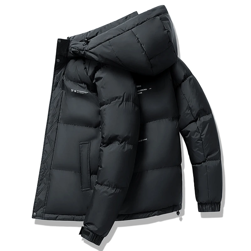 New Winter Cotton Padded Jacket Men's Hooded Loose Casual Cotton-padded Jacket Men's Thickened Graphene Black Gold Warm Coat