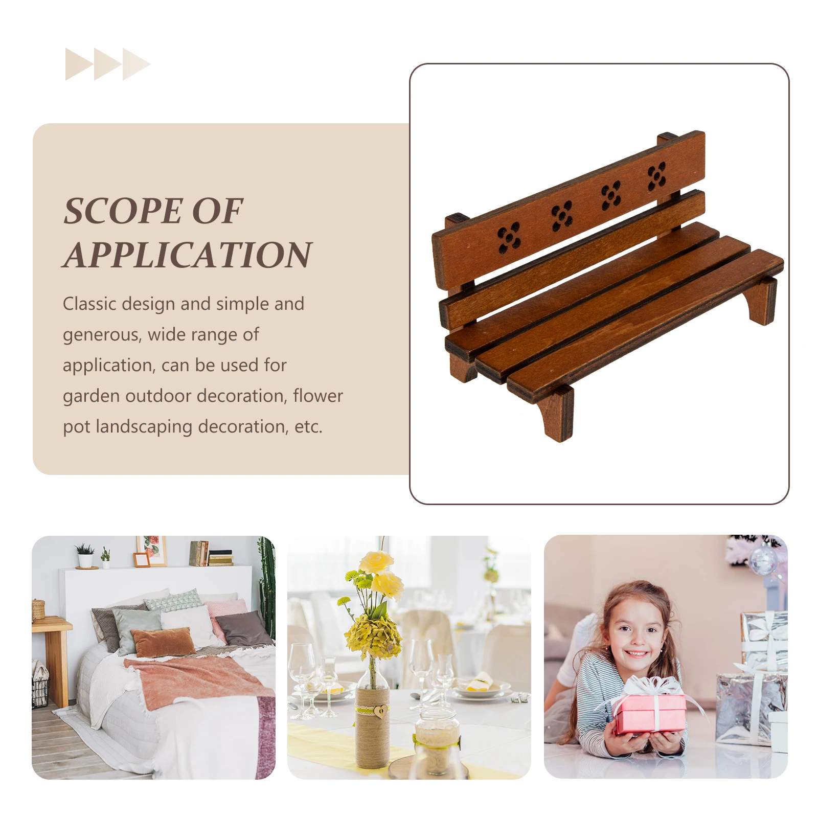 

Wooden Park Bench Miniatures Vintage Style Small Garden Decoration Accessories for House Micro Landscape Supplies Charming
