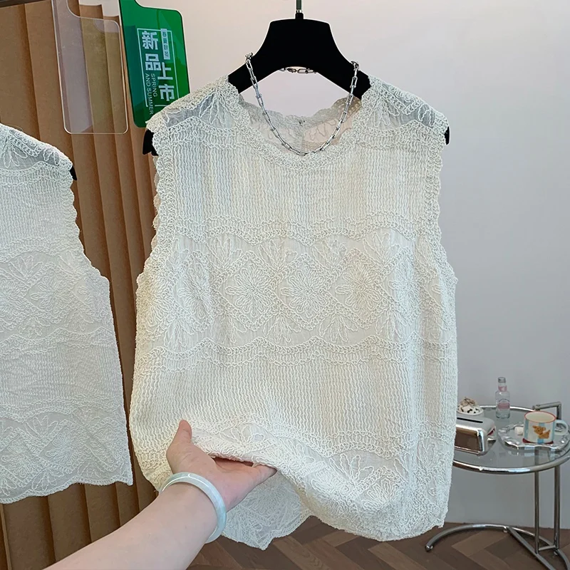 

Women's Summer Thin Sleeveless Vest Large Size Comfortable Breathable Loose Fit round Neck Overhead Style Fashionable Top