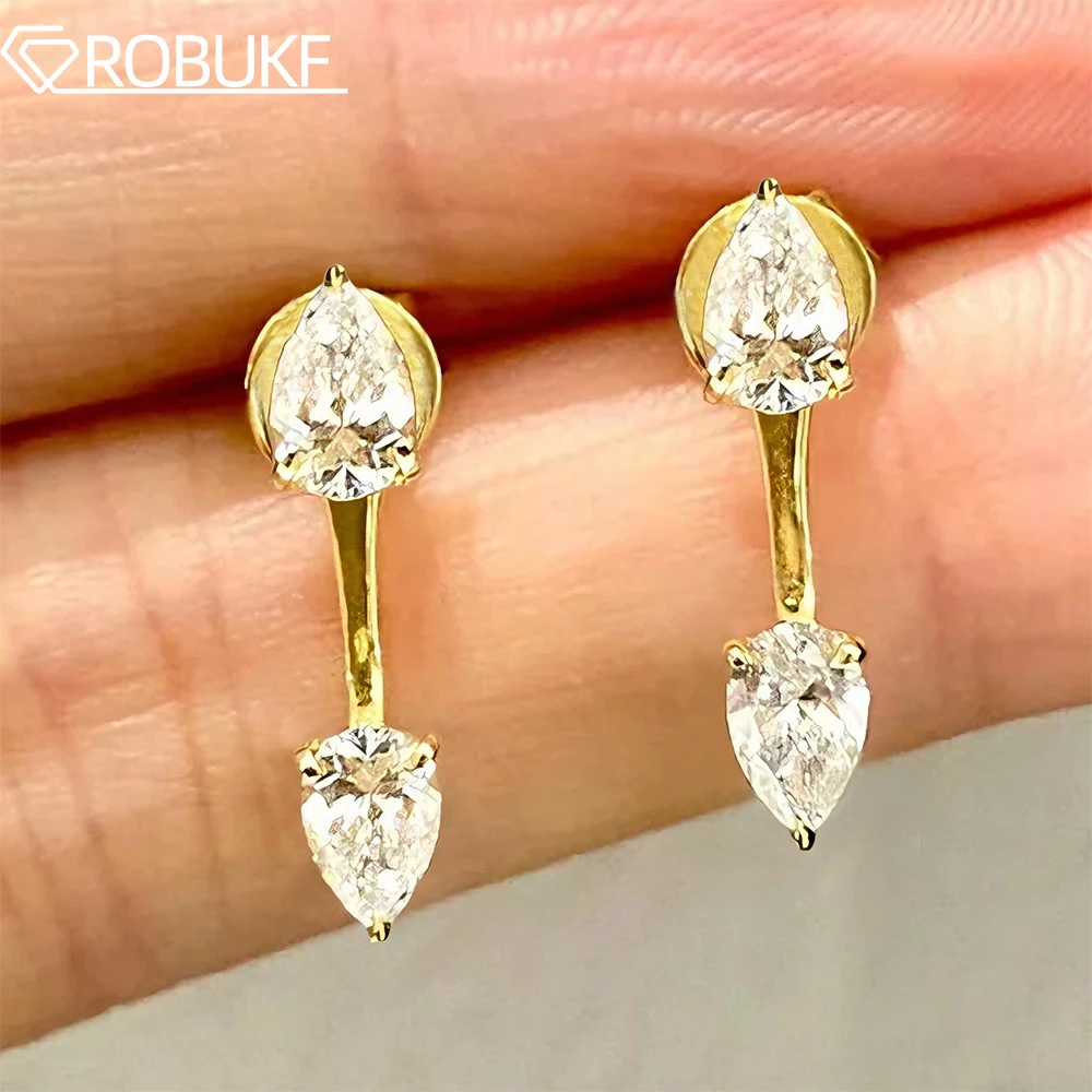 

2-Stone 4cttw Pear Cut Moissanite Earrings for Women 925 Sterling Silver Double Wearing Detachable Earcuff Party Jewelry Gifts