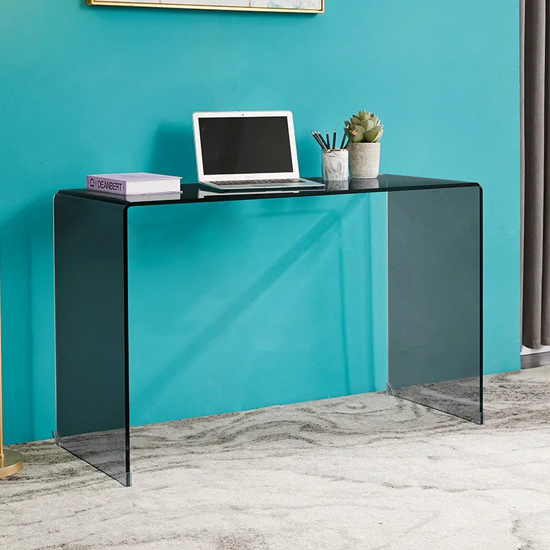 Table de maquillage en verre moderne et simple, commode de célébrité en filet minimaliste, petit bureau d'ordinateur japonais pour la maison