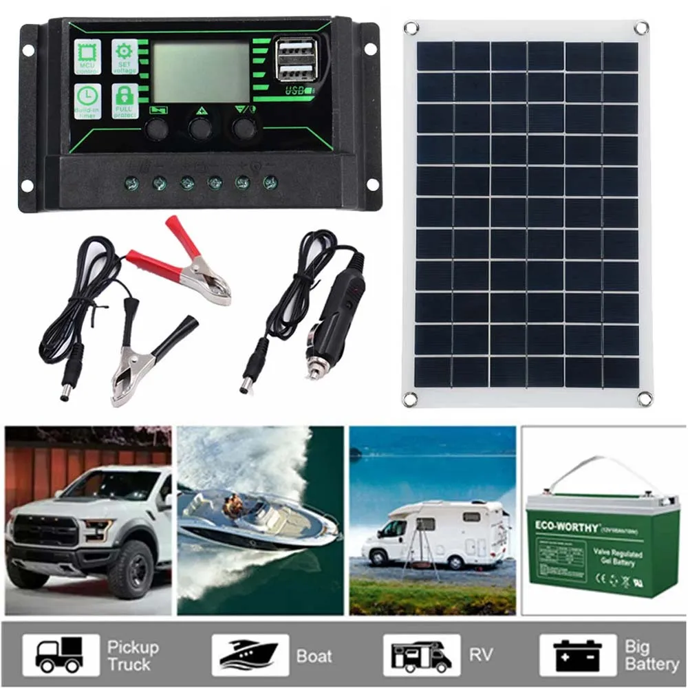 Zonnepanelen Fotovoltaïsche Panelen Buiten Flexibele Polykristallijne Rv Solar 18W 18V Dual Usb 30a 100a Contrallor Output