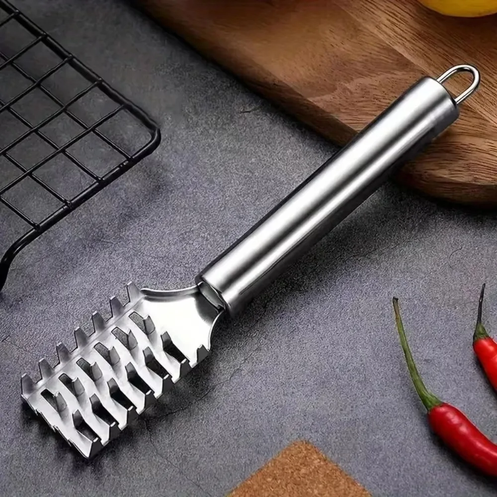 Stainless Steel Fish Scaler Tool Integrated Casting Rustproof Descaler Versatile Kitchen Gadget for Fishing Backyard Seafood Cleaning