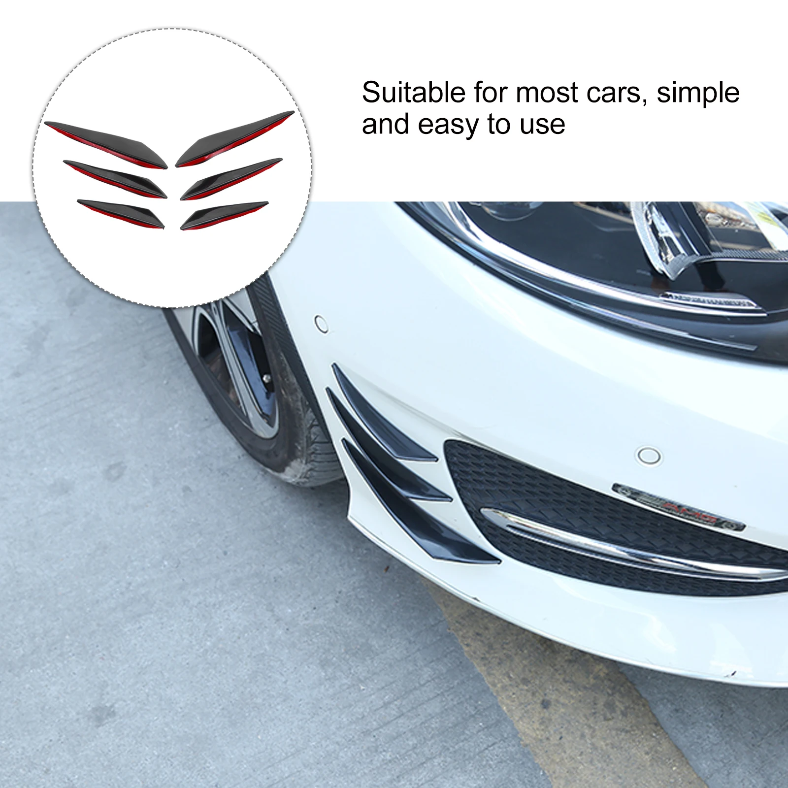 

Bumper Wind Knife Lip Splitter Fins Abs Cover Front Diffuser Unique Design High Quality Easy Install Car Accessories Suitable