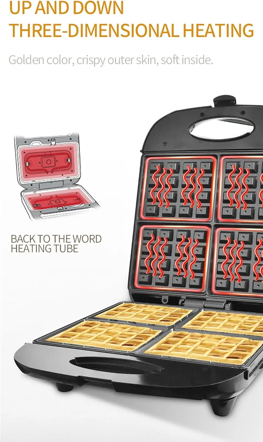 ماكينة صنع الوافل والمافن الخفيفة المنزلية الصغيرة على الوجهين، ماكينة الإفطار ساندويتش، أسود