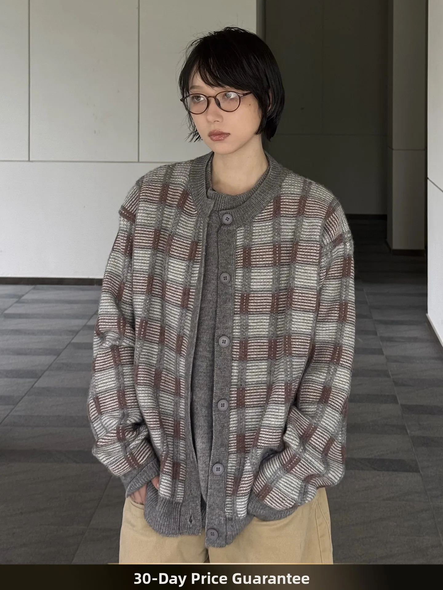 

American Retro Plaid Color Blo Knitwear Men's Casual Autumn Couple Fake Two-Piece Sweater Youthful Vitali Sle Warmth