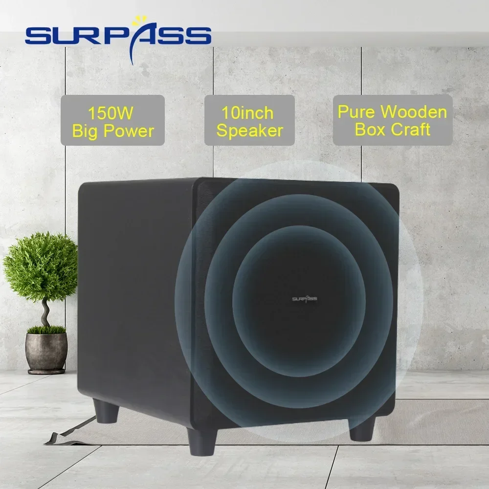 Powerful Subwoofer Speaker 10inch 150W Strong Bass Home Audio System Powered Sub Woofer Full Range Loudspeakers for Home Theatre