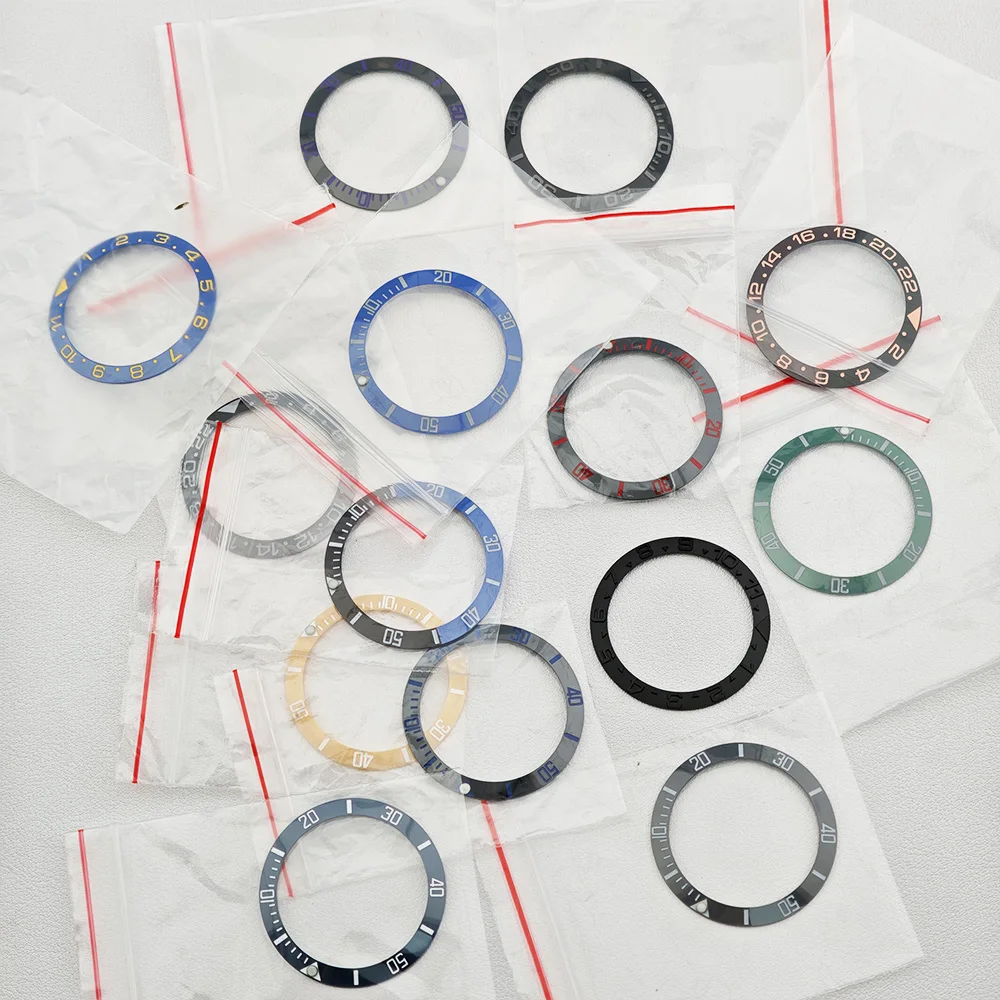 38 مللي متر * 30.6 مللي متر إطار من السيراميك/الألومنيوم بتوقيت جرينتش وإدراج ساعة الغوص يناسب علبة ساعة رجالية 40 مللي متر إدراج بديل الحافة