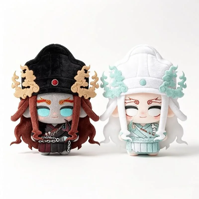 10cm Identity V Wu Chang Xie Bi‘an Fan Wujiu Plush Doll Game Black White Guard XieFan Cotton Doll Fan Made Birthday Gift