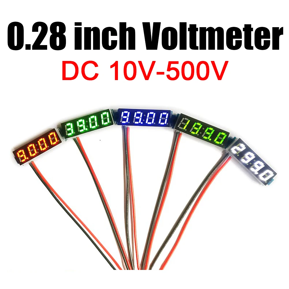 Voltmetro LED digitale a 4bit da 0.28 pollici DC 0-500V 300V 0-200V 0-100V 0-10V voltmetro misuratore di tensione misuratore di batteria MINI formato