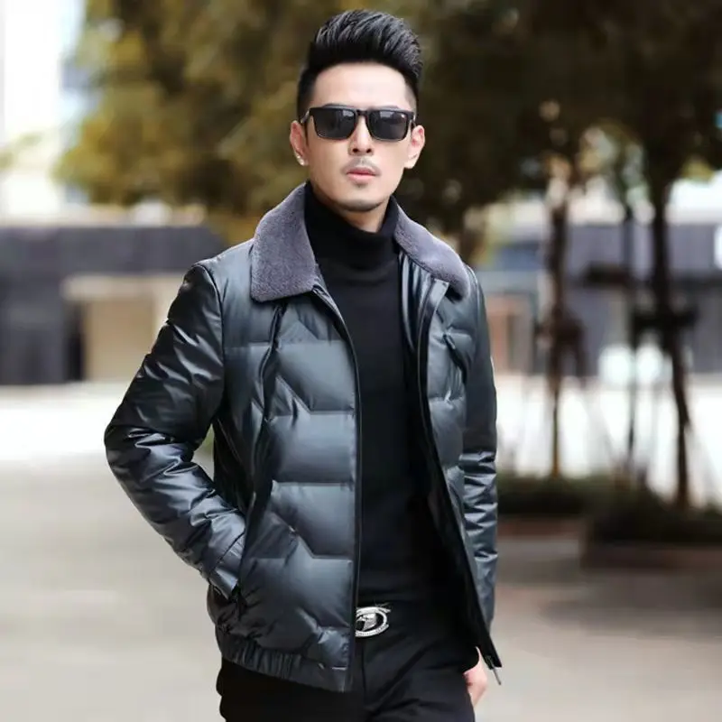 

New Brand Winter with Fur Collar Casual Fashion Designer Thicken Mens Jacket Windbreaker High Quality Down Coats Men Clothes C44