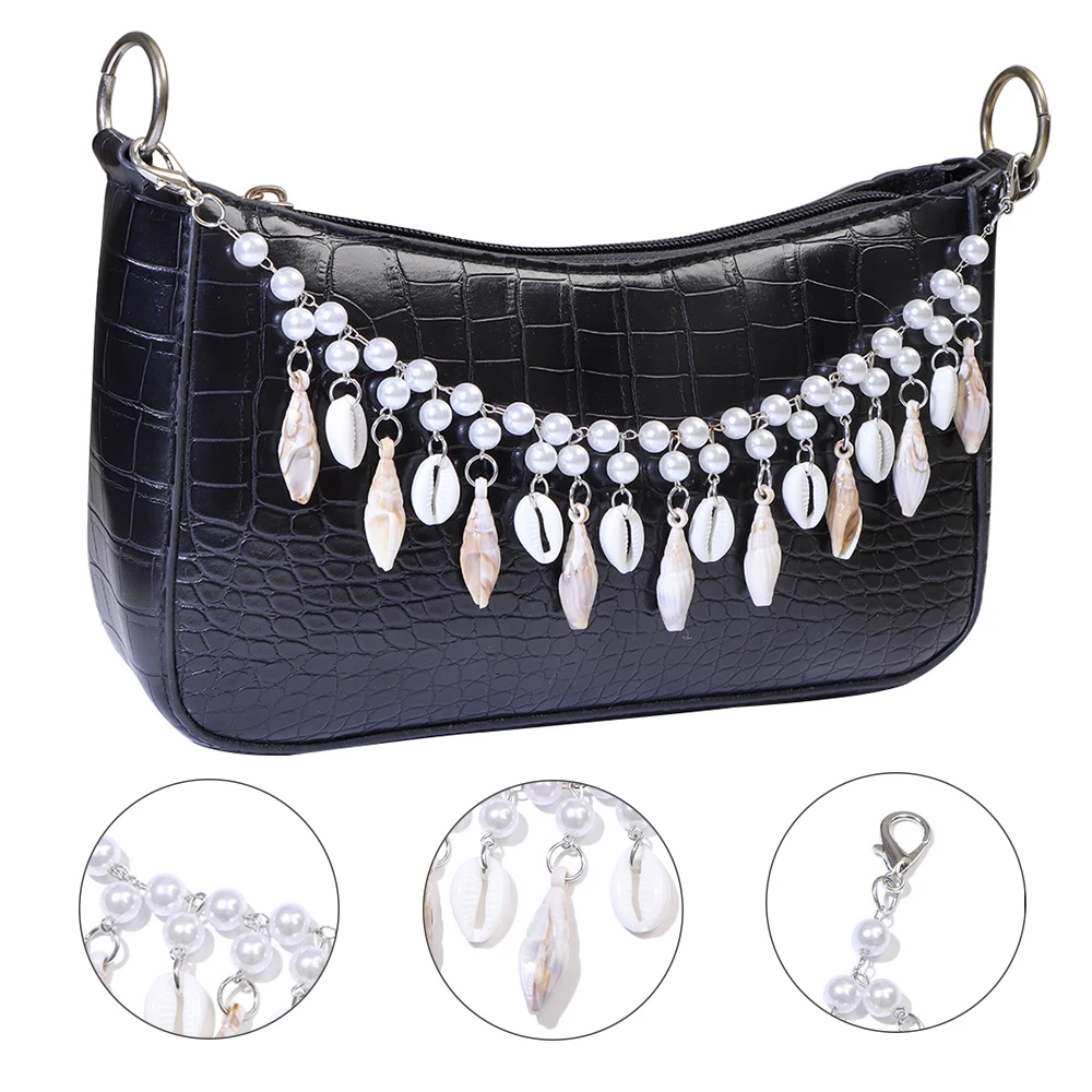 

Цепочка для сумки, цепочка для одежды, цепочка для ручки сумки, цепочка для брюк, декор для сумки, подвеска DIY, в богемном стиле, с жемчугом и ракушками, для индивидуального дизайна