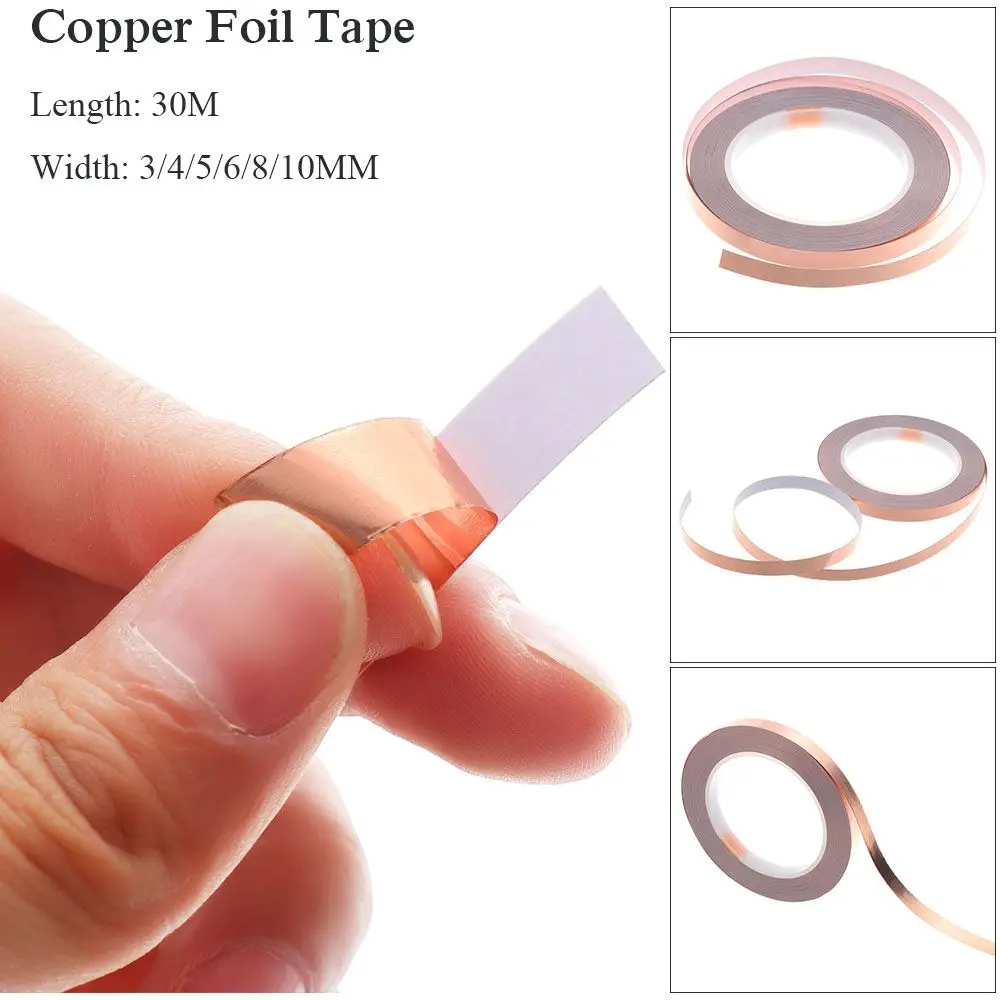 1PC Hot Acrylic Protection EMI Shielding Heat Resist Single Side Conductive Strip Adhesive Copper Foil Tape