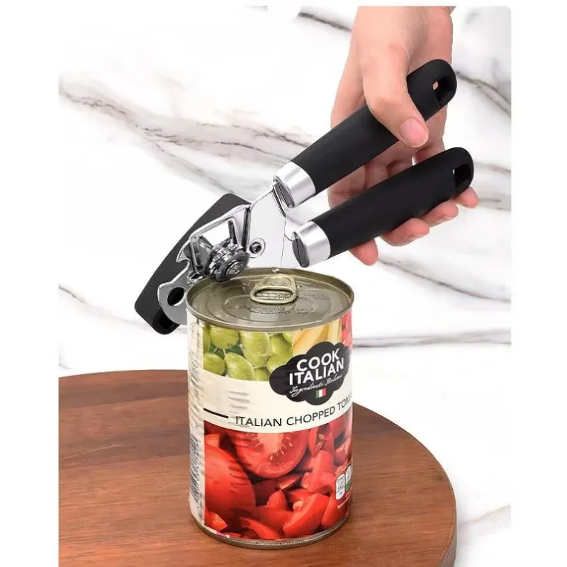 Ouvre-bocal de cuisine multifonction 2 en 1, bouton à rotation facile, ouvre-bouteille de bière portatif en acier inoxydable, ouvre-boîte manuel à bord lisse