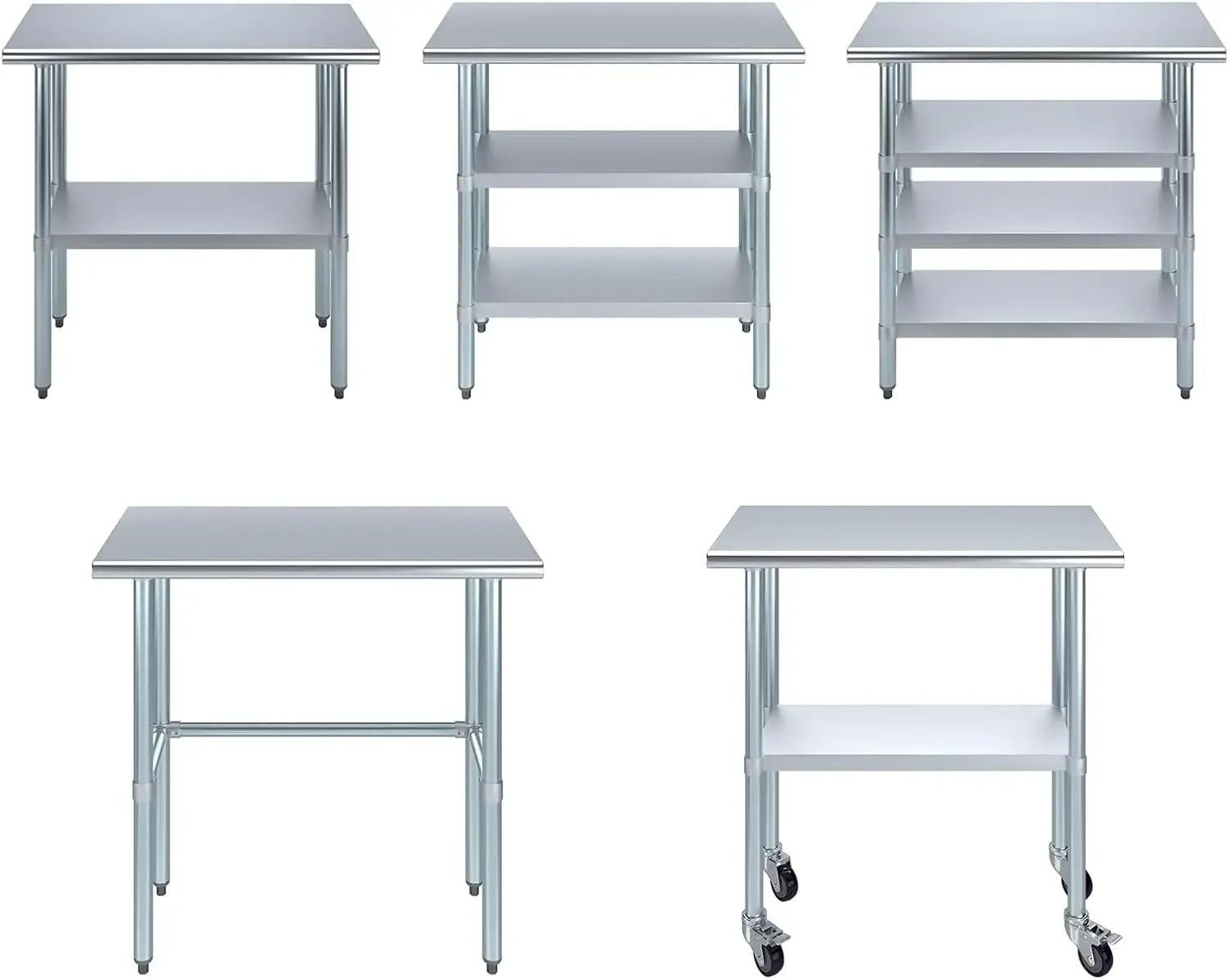 Stainless Steel Table + Add Casters | Choose from 43 Sizes | NSF Metal Work Table for Kitchen Prep Utility ，Commercial and Resi