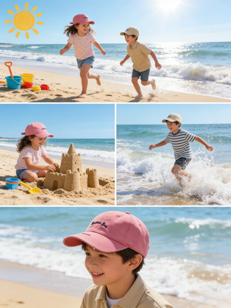 

Spring Summer Girls Vintage Letter Hat 52-54cm 4-8 Years Children Duckbill Cap Cotton Boys Sun Hats Retro Kids Baseball Caps