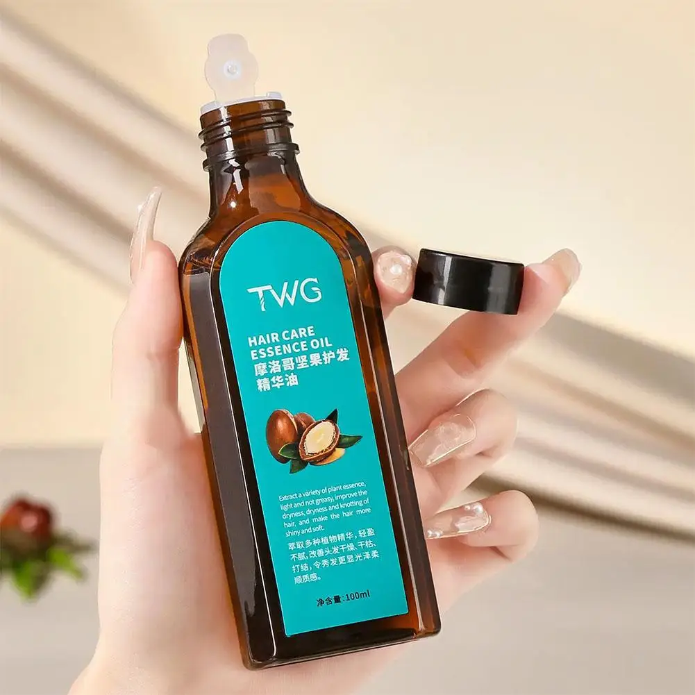 Minyak Argan murni Maroko minyak esensial perawatan rambut pewarna rusak lembut mencegah rambut keriting halus parfum tahan lama untuk wanita