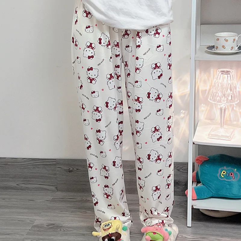 Sanrio Hello Kitty Pajama Pants Ins Style Anime Loose Pajama Pant Student Girl Mosquito Repellent Pants Cute Casual Pants Gift