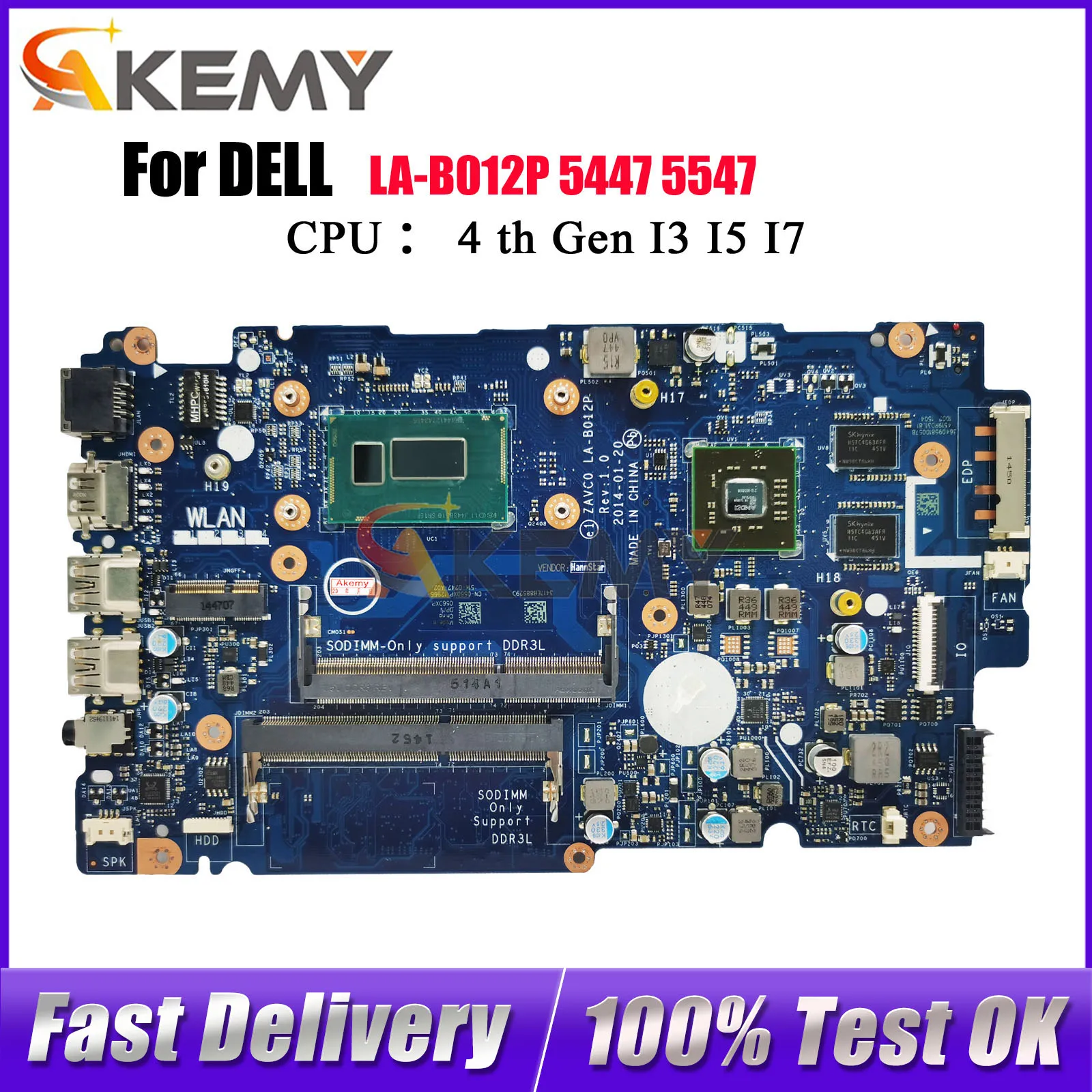 

Материнская плата для ноутбука Dell Inspiron 14 5443 5447 5448 5542 5547 5548 LA-B012P с процессором i5 i7 CN-0V25MC 006M0K 100% полностью протестирована