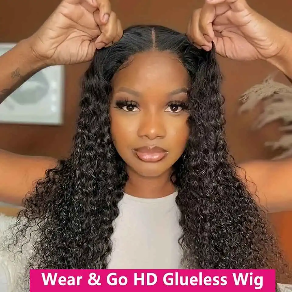 Wear and Go Glueless Wig 6x4 Lace Closure Wigs Human Hair Pre Cut Lace Pre Plucked Loose Deep Wave Hair Ready To Wear Wig Bling