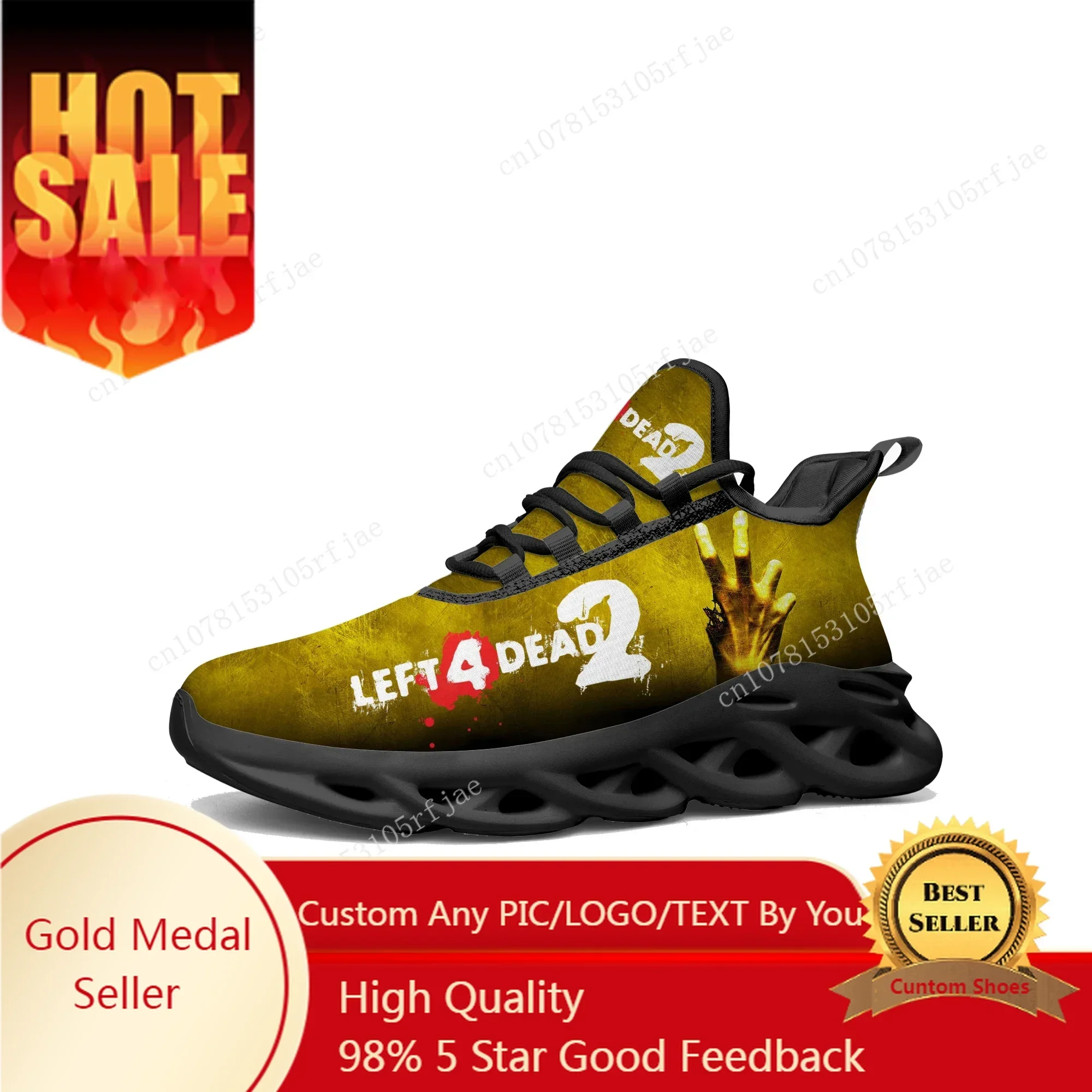 

Left 4 Dead 2 Flats Sneakers Cartoon Game Men Women Sports Running Shoes Fashion Tailor Made Lace Up Shoes