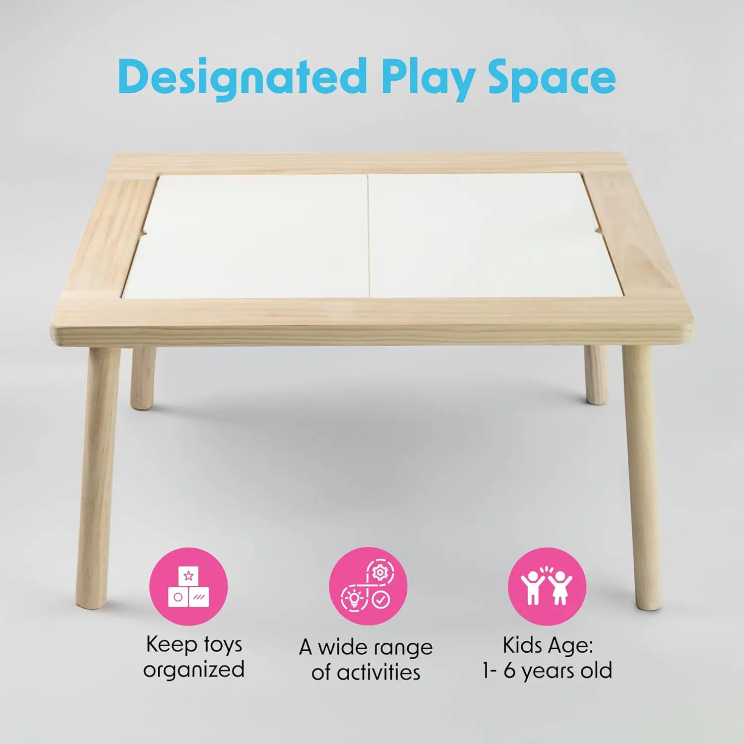 Amoona-Table mentaires orielle multi-activités qui grandit avec votre enfant Réglable recommandé pour les enfants âgés de 1 à 6 ans. 2 bacs pleine grandeur inclus,