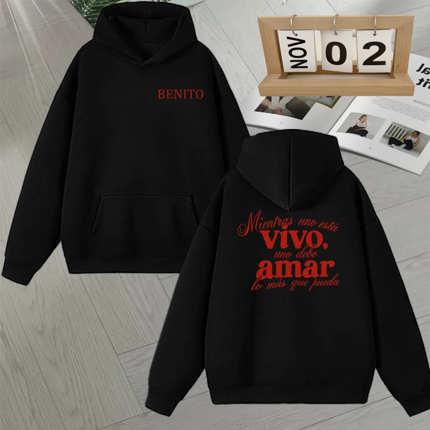 

Rapper Bad Bunny Fashion Graphics 2026 Tour Long sleeve Hoodie Men Women Fleece Sweatshirt Autumn Winter Casual Pullover Unisex