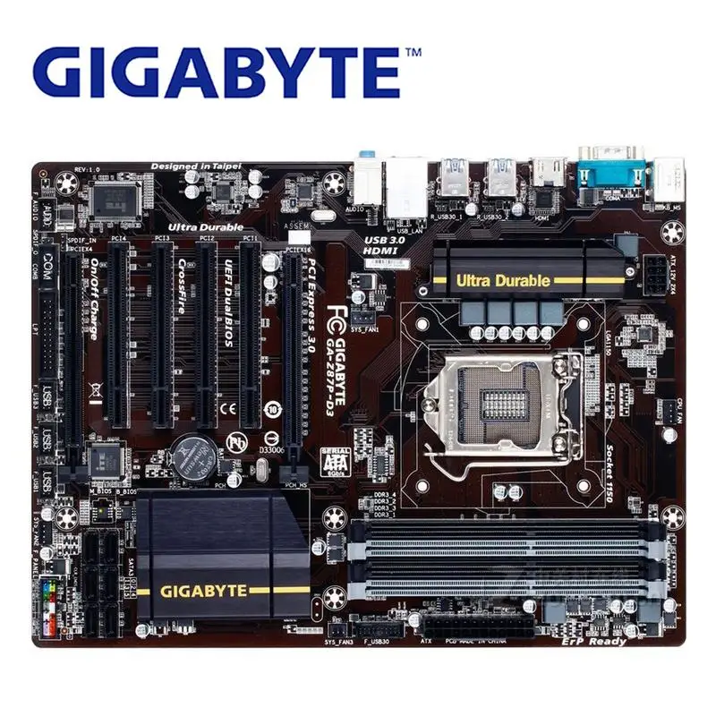 Top Gigabyte GA-Z87P-D3 Motherboard 1150 Z87 DDR3 USB3.0 32GB SATA III Z87P D3 Desktop Mainboard Used