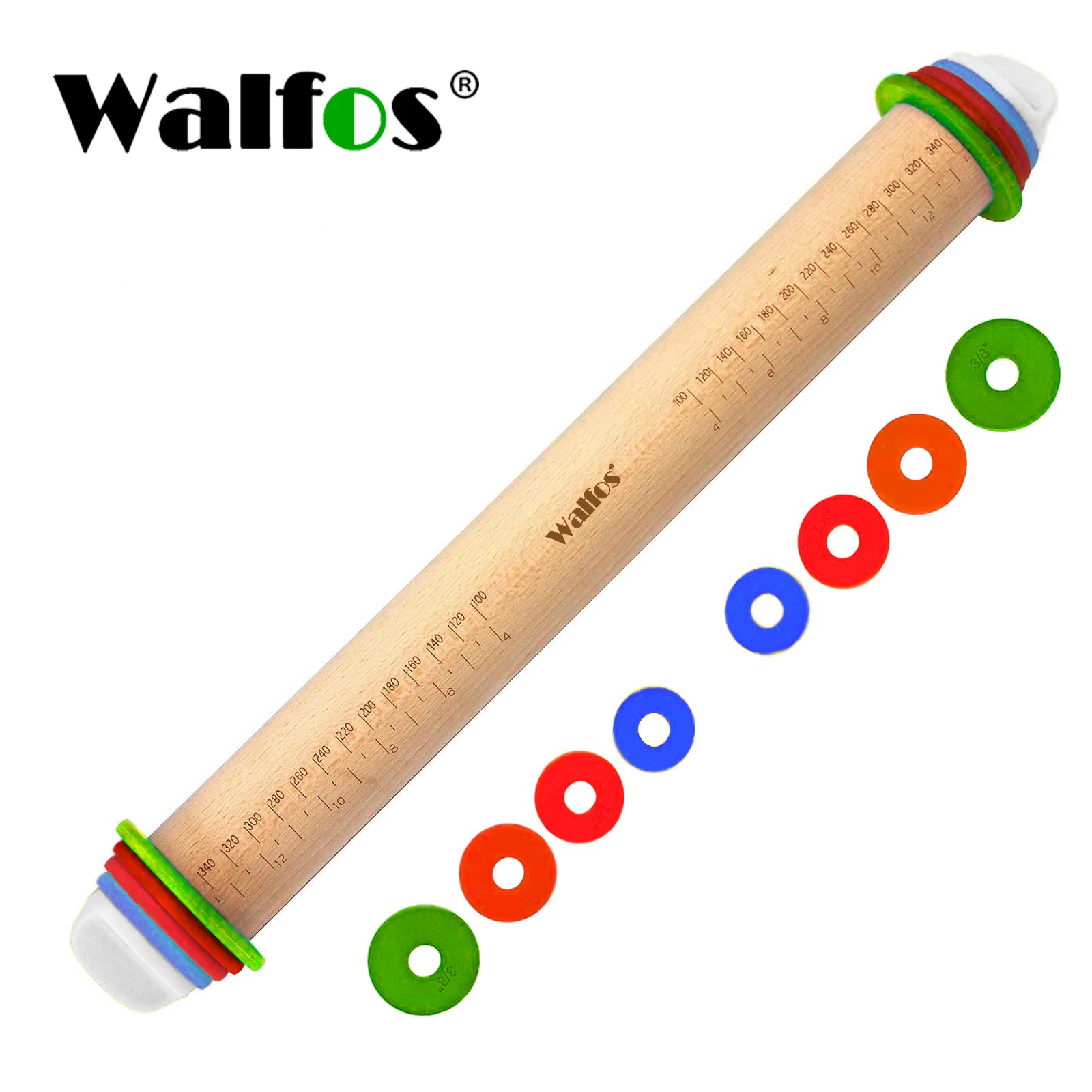 WALFOS Food Grade Wood Rolling Pin Fondant Paste Cake Roller Cake Bakeware Tool-Wooden Rolling Pin Baking & Pastry Tools