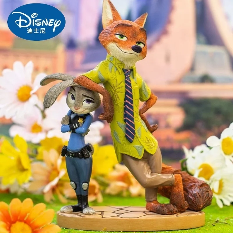 Disney Cartoon Zootopia Nick Judy Statues Model Toys 19cm Ornaments Collectible Figures Doll Birthday Christmas Gifts For Friend