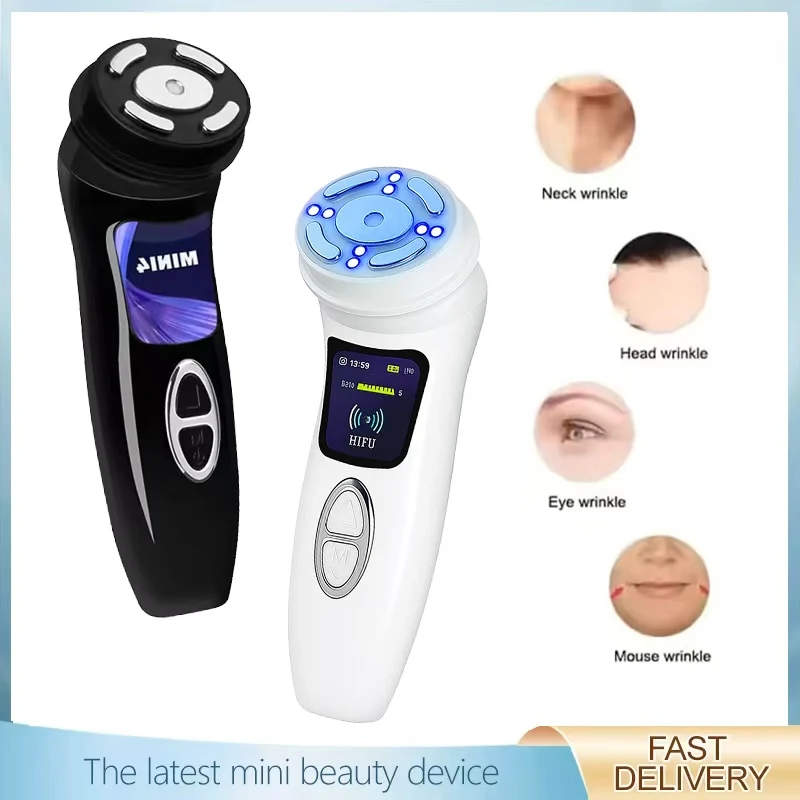 Mini máquina de elevação hifu ems, quente, ultrassônica, massagem facial e ocular, aperto da pele, hidroterapia doméstica, equipamento de beleza