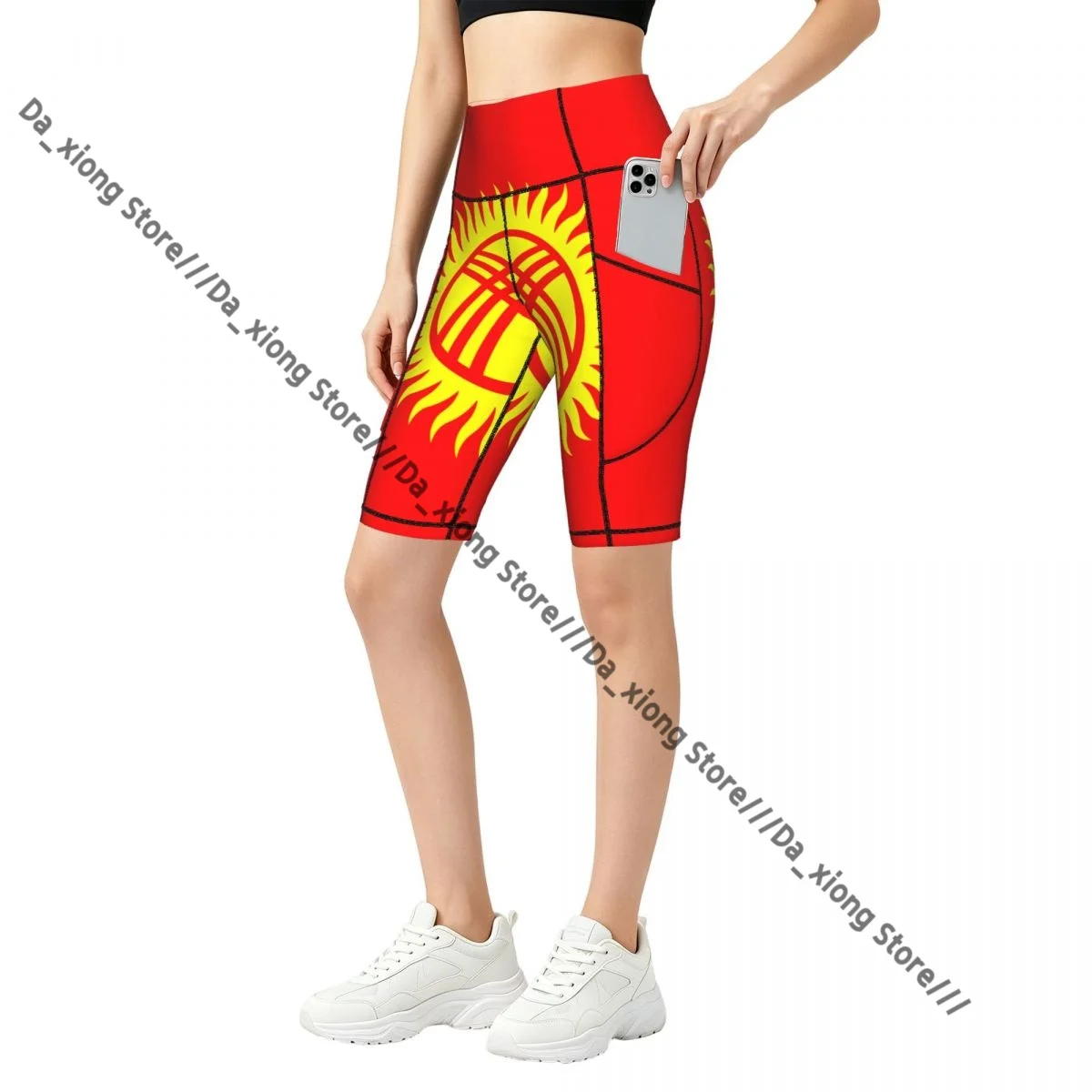 

Female Hip Lift Yoga Shorts Flag Of Kyrgyzstan Daily Wear Fitness Active Pants