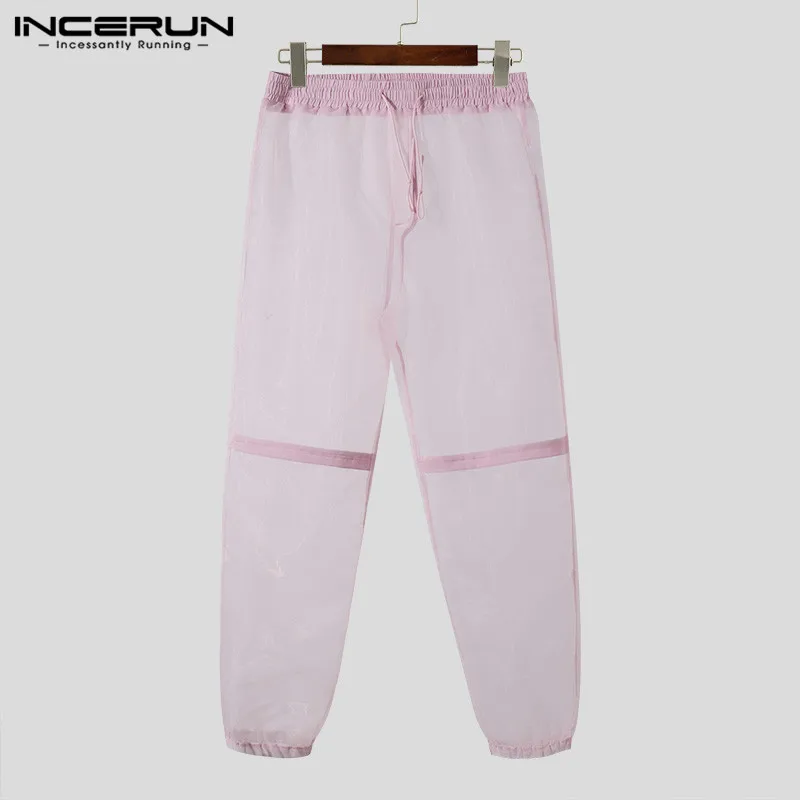 INCERUN-Men's Perspective Mesh Calças Compridas, Casual Party Shows, Calça Masculina Bem Encaixada, Calças Estilo Americano, Novo, S-5XL, 2022