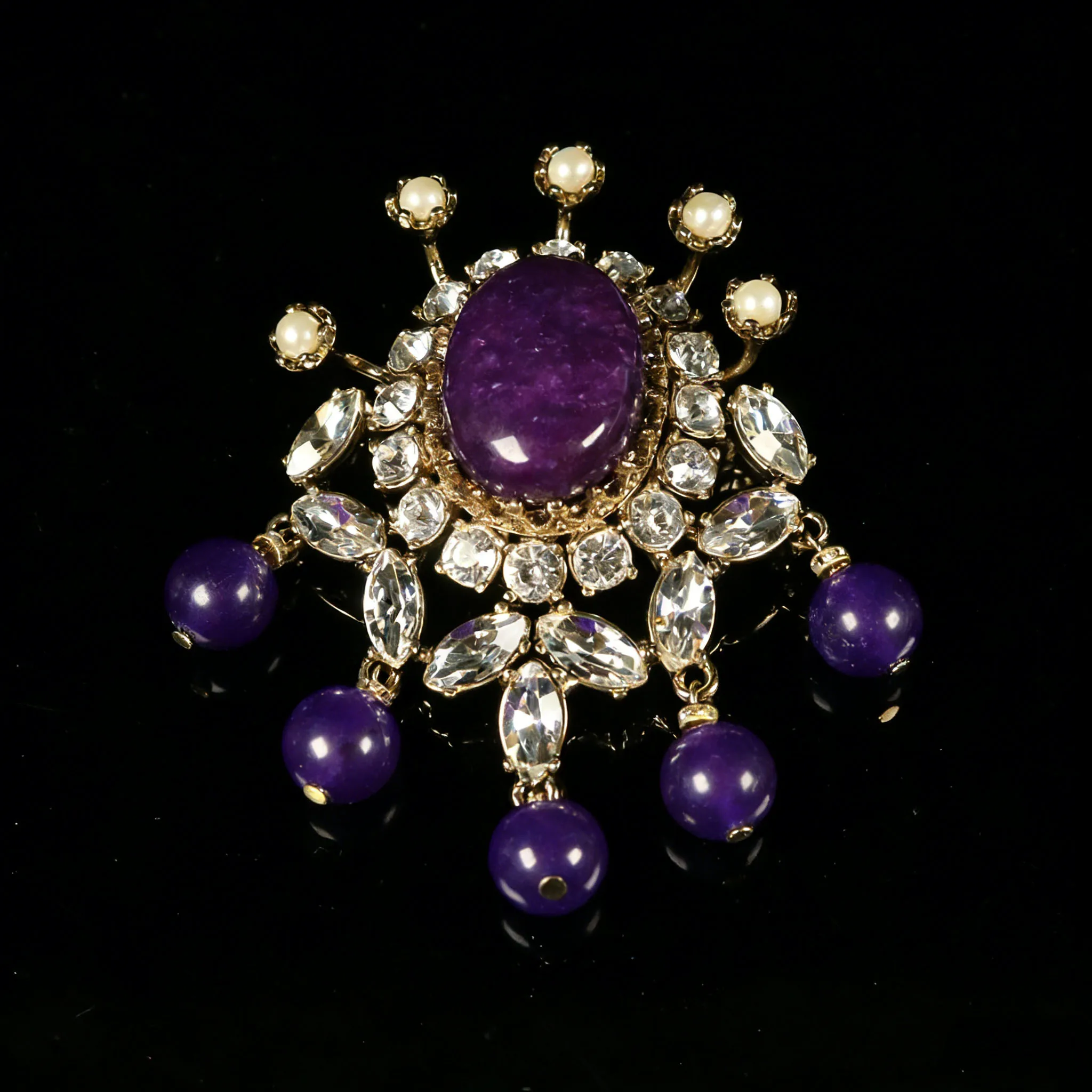 

Vintage Pearl Purple Brooch Zircon Pin Court Style Brooch Exquisite Versatile Jewelry Accessories Birthday Gifts for Women
