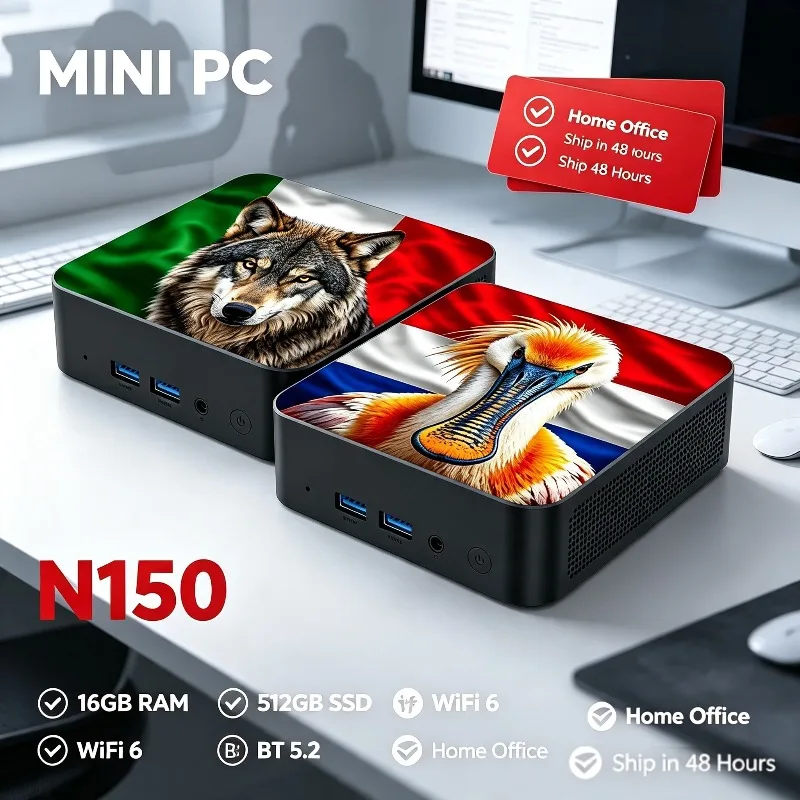 New Mini PC Computer Intel Core N150 16GB RAM 1TB 2TB PC Gaming Computer M.2 SSD WiFi 6 BT5.2 4K HD Portable Desktop Pc