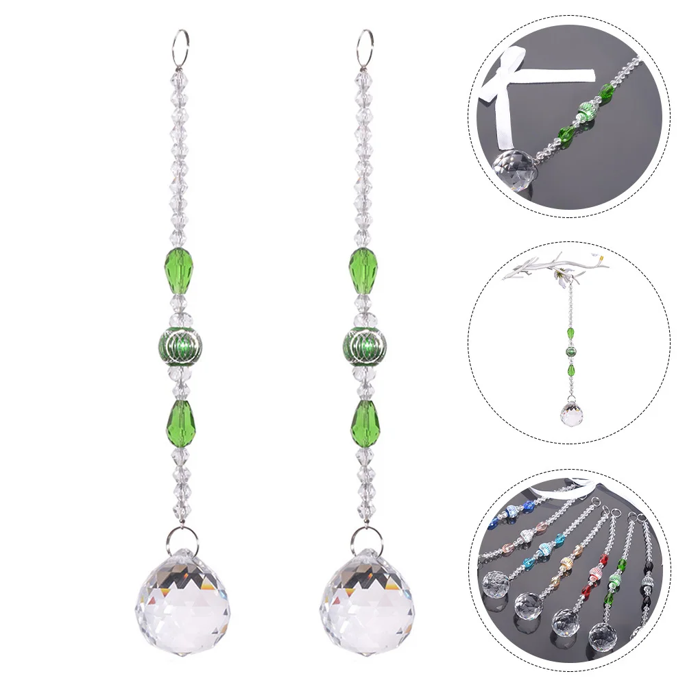 

2Pcs Crystal Ball Pendants Creative Hanging Ornament for Home Office Wall Decoration Elegant Window Car Pendant