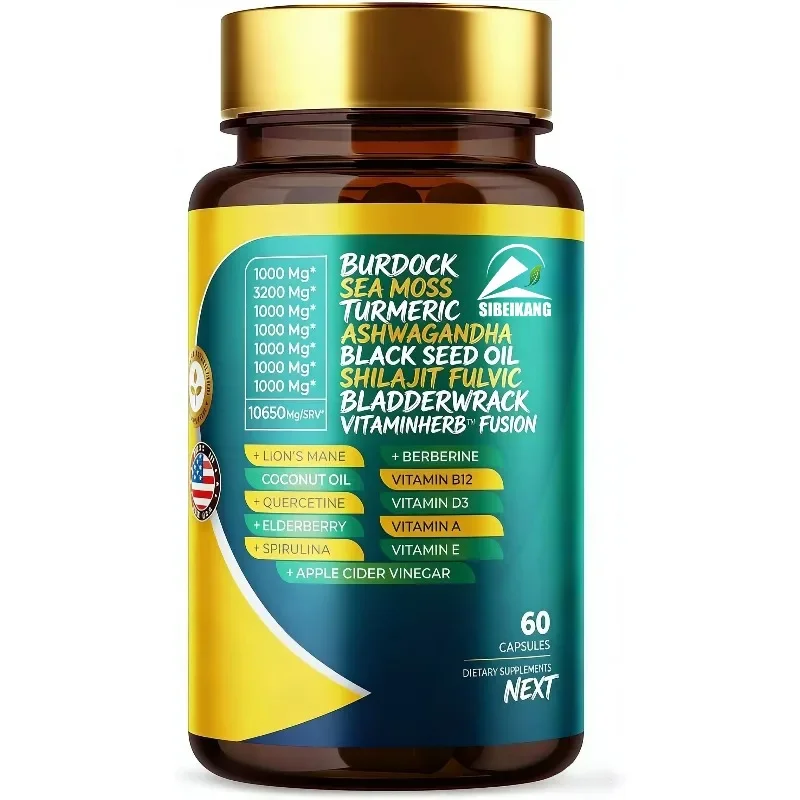 

Seaweed capsules 3200mg, Himalayan Shilajit 1000mg contain black seed oil, turmeric, swordfish, burdock, vitamins, berberine eat