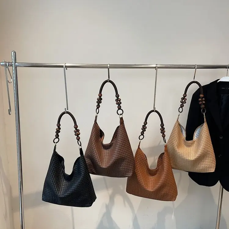 

2025 Autumn 2286 Casual Versatile New Shoulder Handbag Tote Bag PU Woven Average Size Magnetic