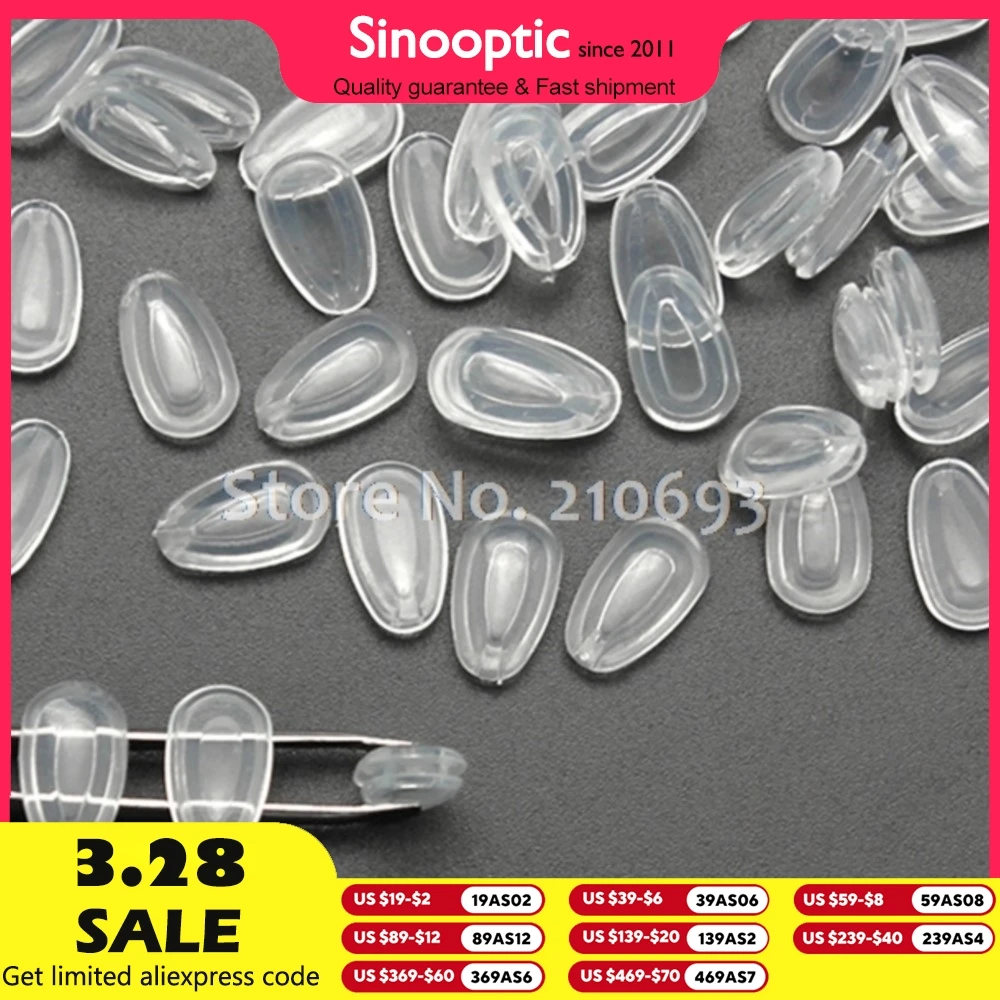 100pieces= 50pairs 11.8mm Push in Air Silicone Nose Pads Glasses Anti Slip Nose Pad Eyeglasses Accessories