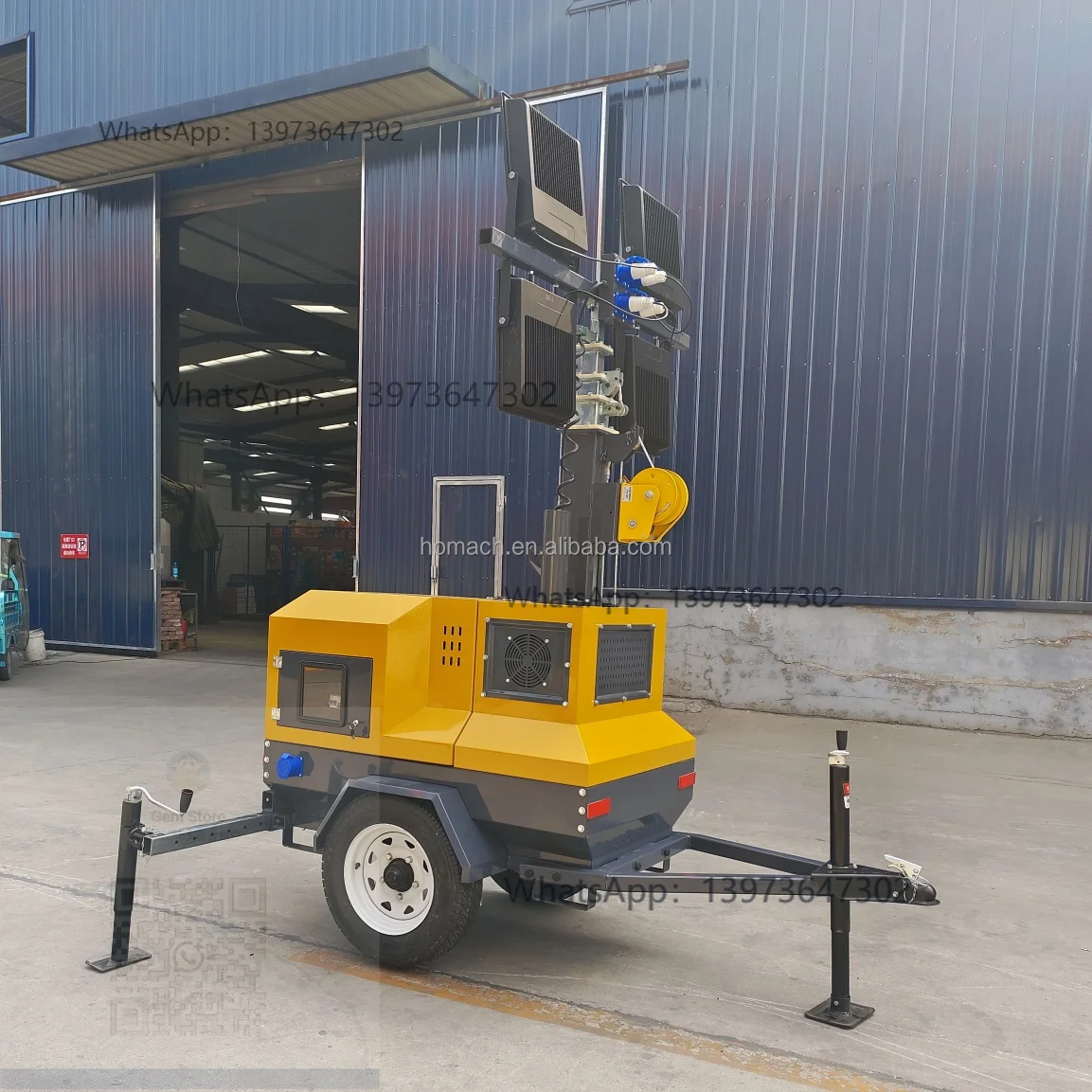 7M Height 400W*4 LED 360°Rotating Portable Mobile Light Tower 60kva Mobile Lighting Plant for Mining Construction Site
