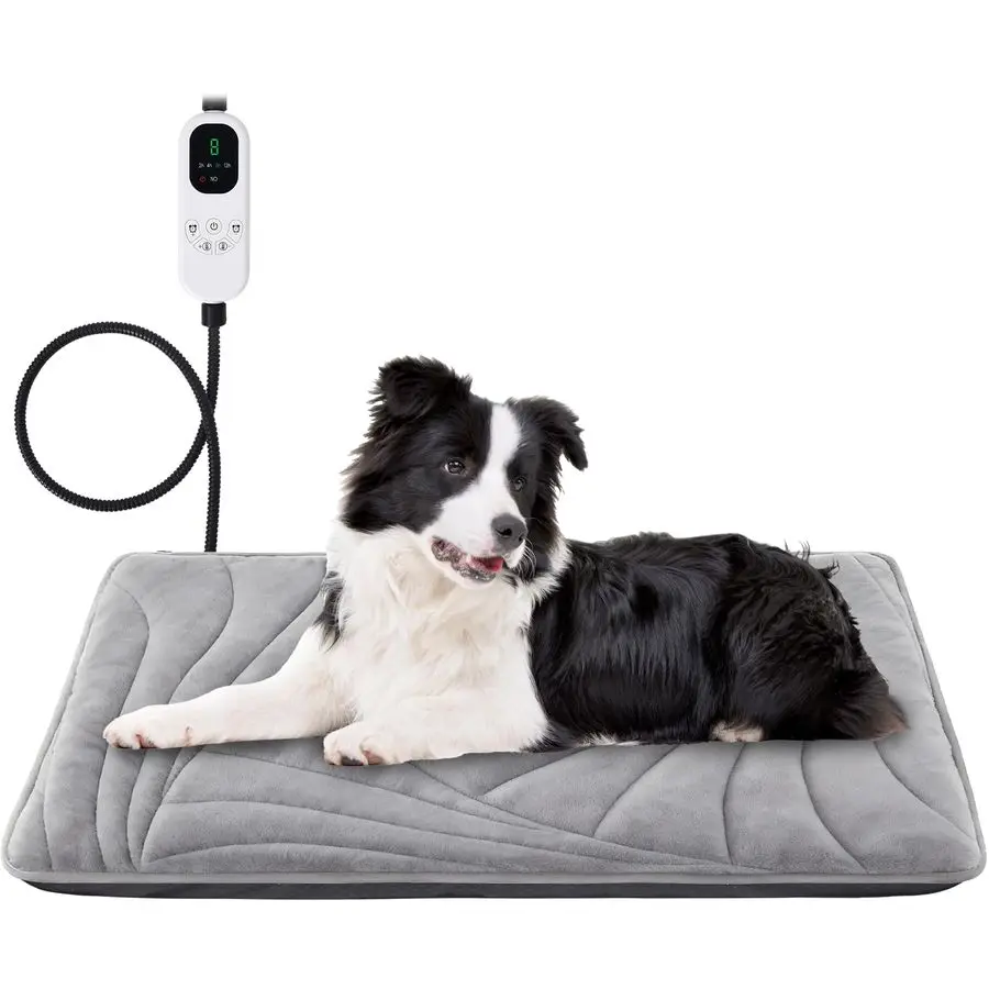 

Греющий коврик для собак с моющимся чехлом, мягкий плюшевый греющий коврик для животных с 9 регулируемыми температурными режимами, таймером, устойчивым к перегрызанию шнуром, водонепроницаемый.