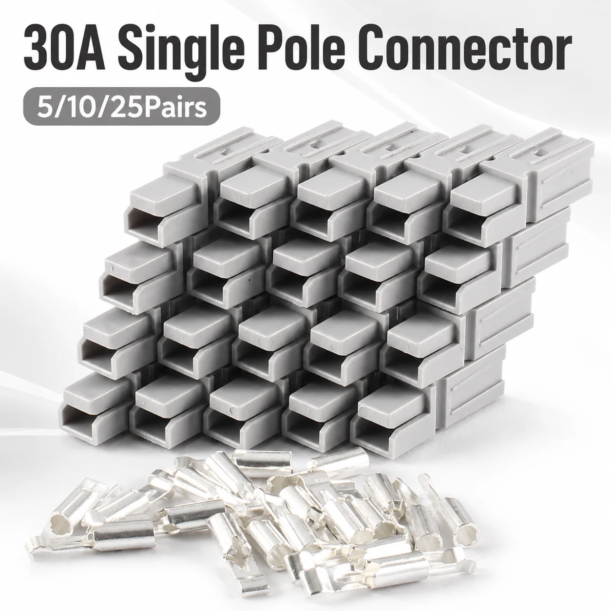 Kit de Conectores de Cable de Carga de Batería de 10/20/50 Piezas, 30A, Alta Corriente, Monopolar, Conexión Rápida, Desconexión, Bloqueo