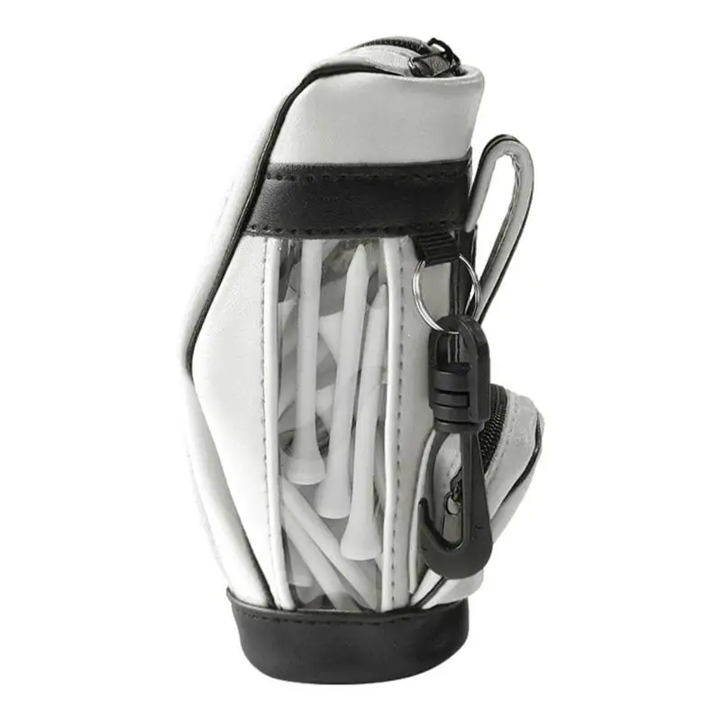 Portable Small Golf Ball Bag Mini Waist Pack Bag With 50 wooden ball pegs PU leather Golf Ball Pouch with Waist Belt Clip