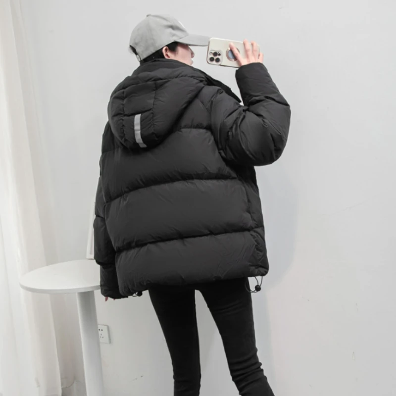 Women's Winter Jacket Short Down Coats Simple Casual Sporty Trendy Outerwears White Goose Down Thickened Warm Snow Puffer Coats