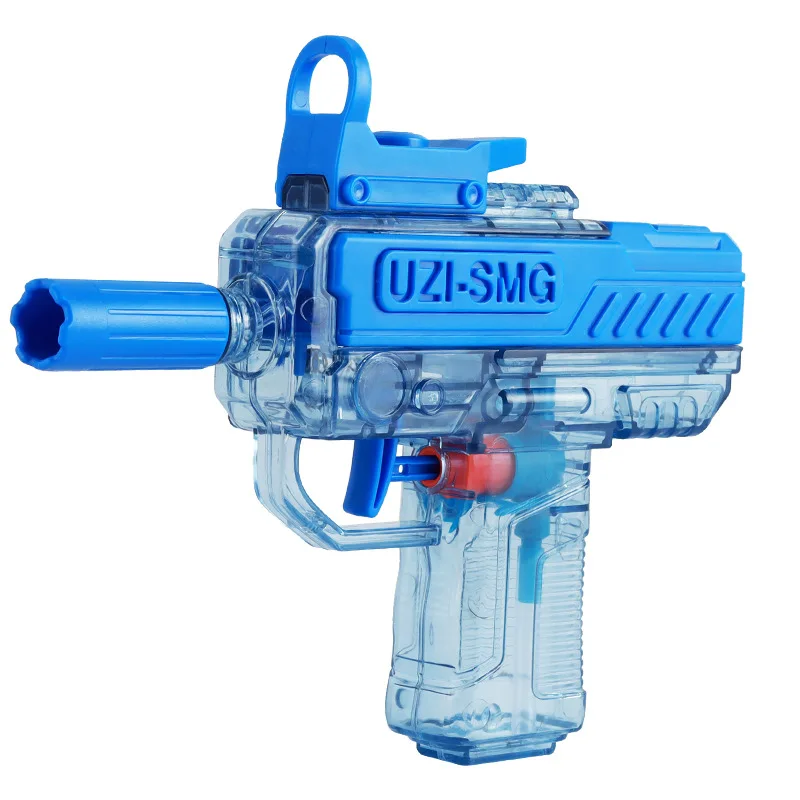Uzi pistola de água elétrica piscina jogos praia crianças brinquedos ao ar livre meninos blaster automático arma de brinquedo transparente água minigun