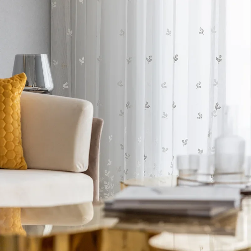 

New Curtains for Living Dining Room Bedroom Modern Simple Embroidered White Room Decor Window Curtain