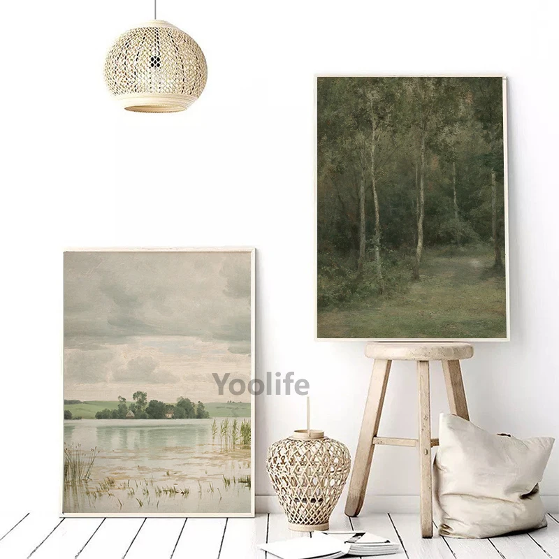 Vintage Country Landscape Flower Woman Oil Painting On Canvas Posters Neutral Farmhouse Wall Art Prints Pictures Home Decoration