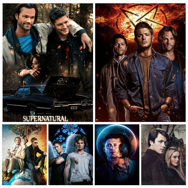 

The Winchesters Brothers TV Show Diamond Mosaic Painting AB Drills Supernatural Final Season Poster Wall Art Cross Stitch Decor