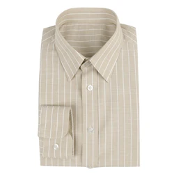 Custom Made Men Dress Shirt Men Beige Chalk Striped Shirt Men Dress Shirts For Men Mens Designer Clothes Slim Long Sleeve